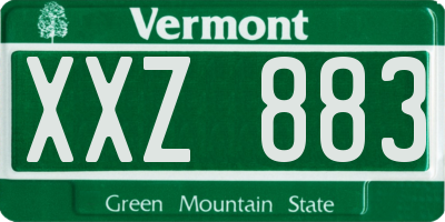 VT license plate XXZ883