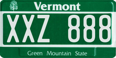 VT license plate XXZ888