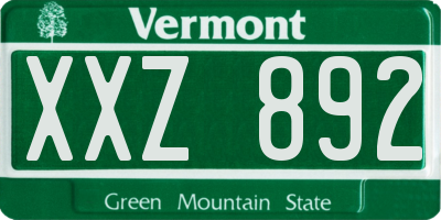 VT license plate XXZ892