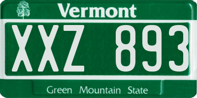 VT license plate XXZ893