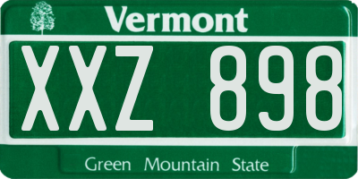 VT license plate XXZ898