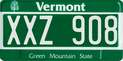 VT license plate XXZ908