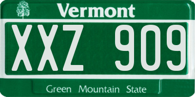 VT license plate XXZ909