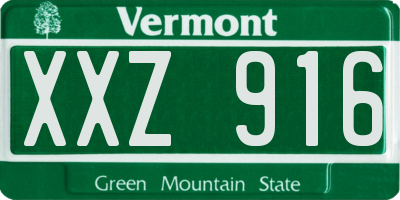VT license plate XXZ916