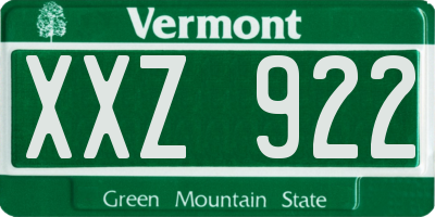 VT license plate XXZ922