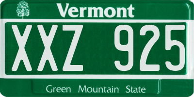 VT license plate XXZ925