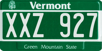 VT license plate XXZ927