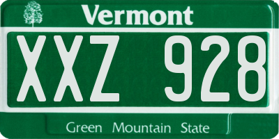 VT license plate XXZ928