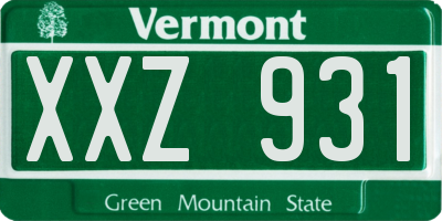 VT license plate XXZ931