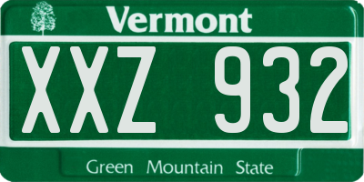 VT license plate XXZ932