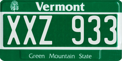 VT license plate XXZ933