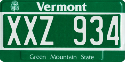VT license plate XXZ934