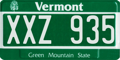 VT license plate XXZ935