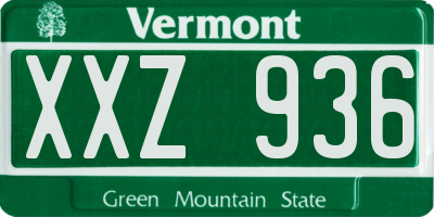 VT license plate XXZ936