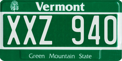 VT license plate XXZ940