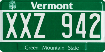 VT license plate XXZ942