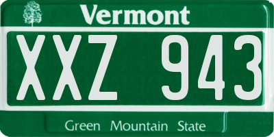 VT license plate XXZ943