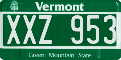 VT license plate XXZ953