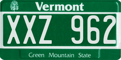 VT license plate XXZ962