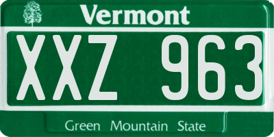 VT license plate XXZ963