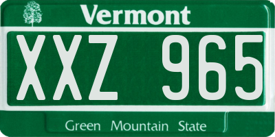 VT license plate XXZ965
