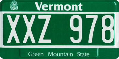 VT license plate XXZ978
