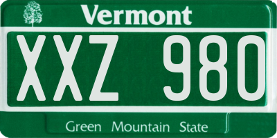 VT license plate XXZ980