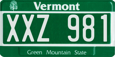 VT license plate XXZ981