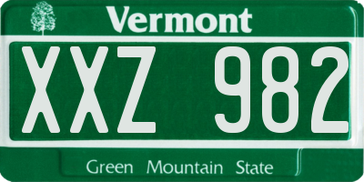 VT license plate XXZ982