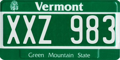 VT license plate XXZ983