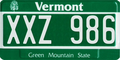 VT license plate XXZ986
