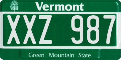 VT license plate XXZ987