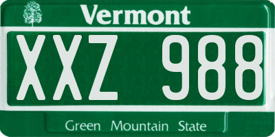 VT license plate XXZ988