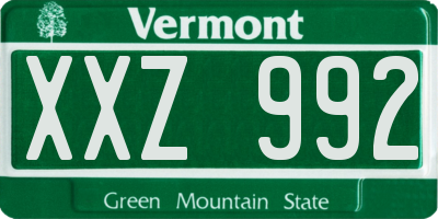 VT license plate XXZ992