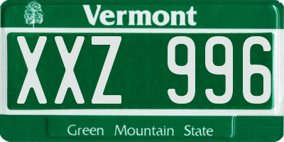 VT license plate XXZ996