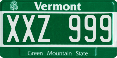 VT license plate XXZ999