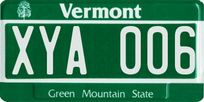 VT license plate XYA006