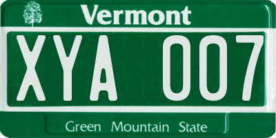 VT license plate XYA007