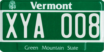 VT license plate XYA008