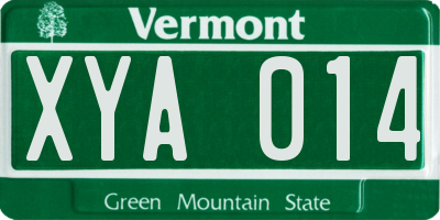 VT license plate XYA014