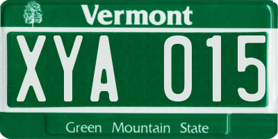 VT license plate XYA015