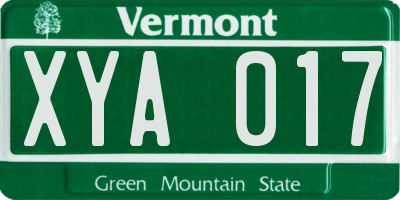 VT license plate XYA017