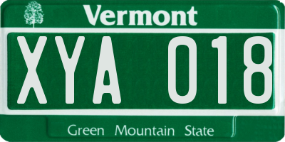 VT license plate XYA018