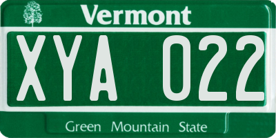 VT license plate XYA022