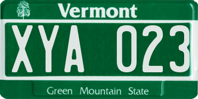 VT license plate XYA023
