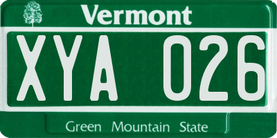 VT license plate XYA026