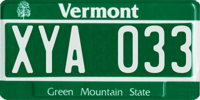 VT license plate XYA033