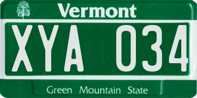 VT license plate XYA034