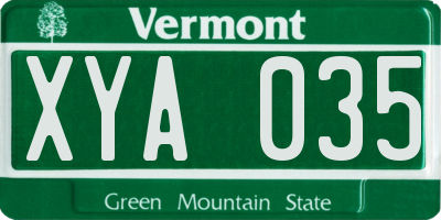 VT license plate XYA035