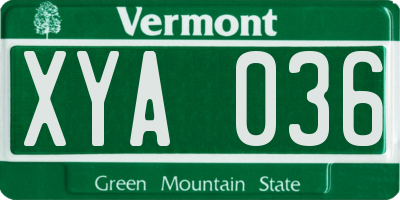 VT license plate XYA036